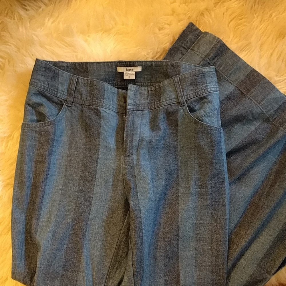 Blue striped flare jeans